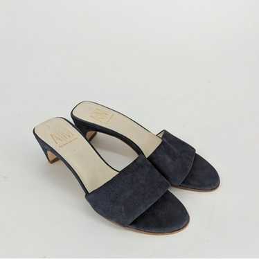 AM Ann Marino Slip On Slides Kitten Heel Navy Blu… - image 1