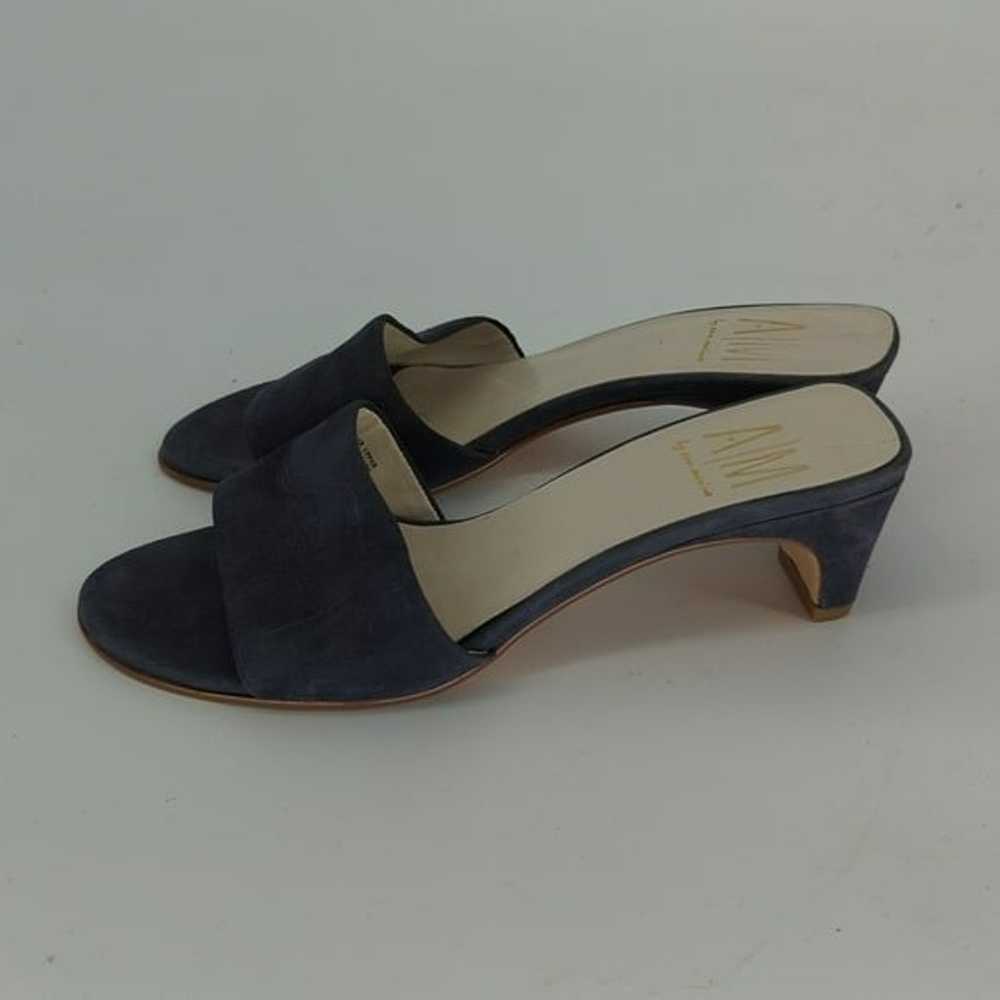 AM Ann Marino Slip On Slides Kitten Heel Navy Blu… - image 3