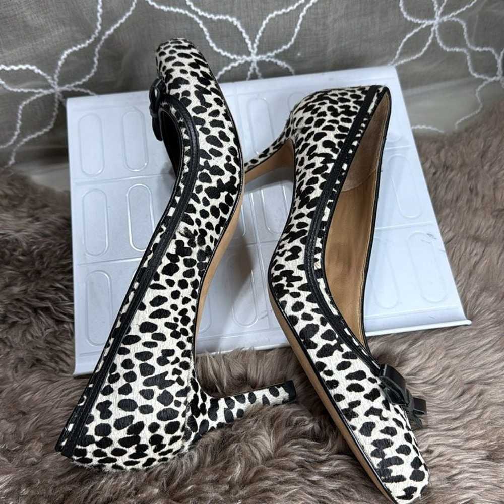 (Z) Ann Taylor Snow Leopard Print Kitten Heels Si… - image 9