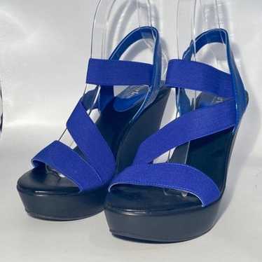 Charles by Charles David Blue Stretch Wedge Sandal