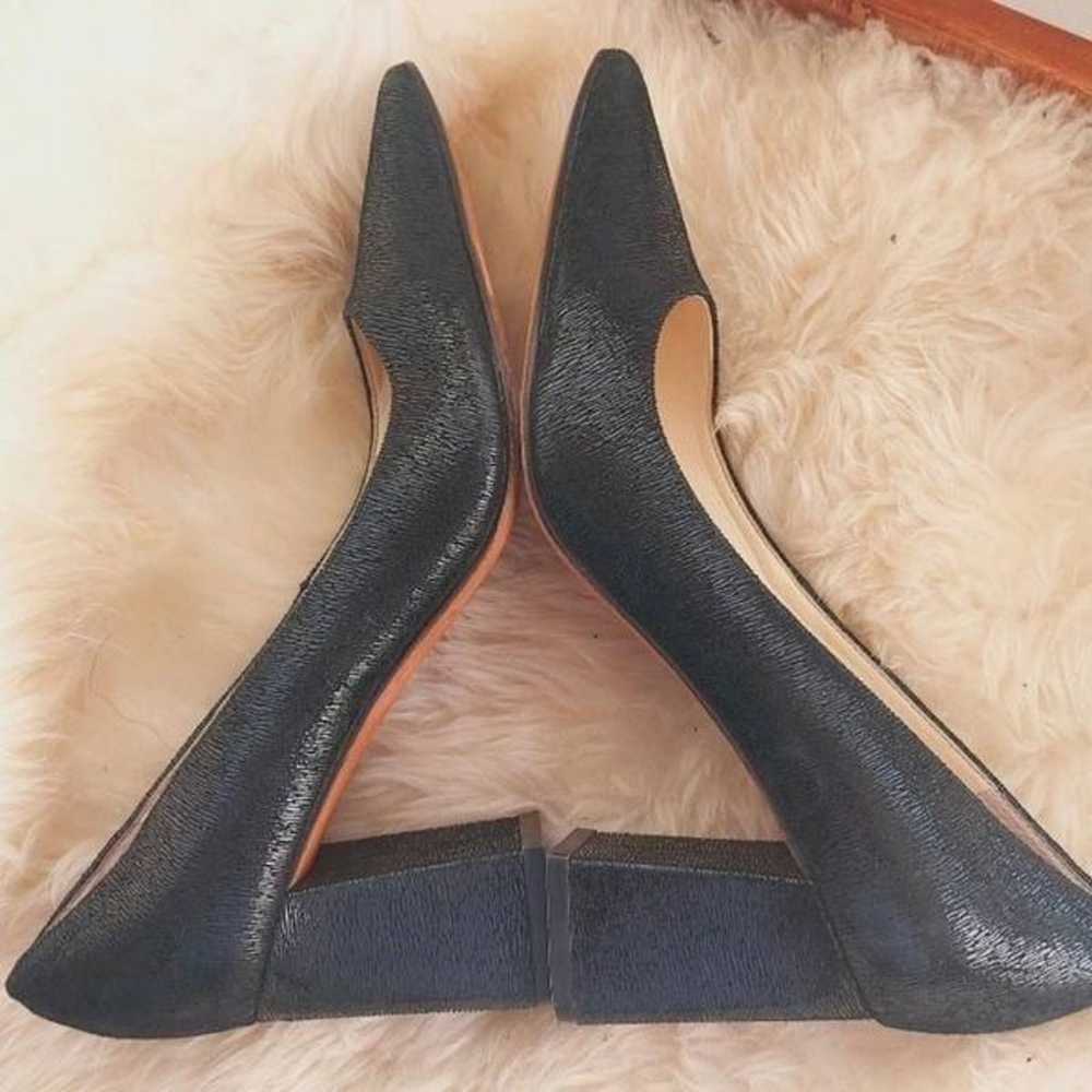 Marc Fisher Black Textured Pointed Toe Block Heel… - image 3