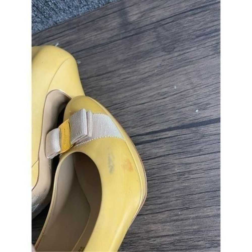 Salvatore Ferragamo Patent Leather Yellow Bow Pum… - image 11