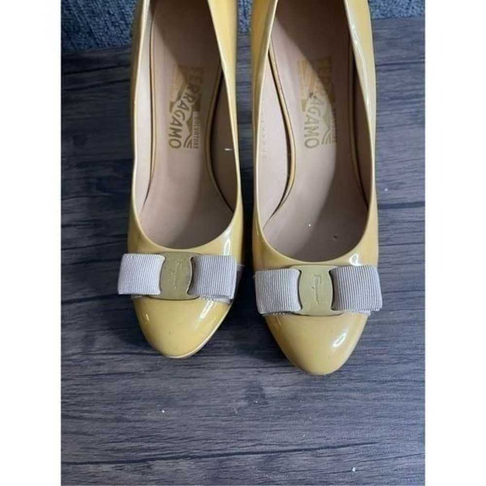 Salvatore Ferragamo Patent Leather Yellow Bow Pum… - image 12