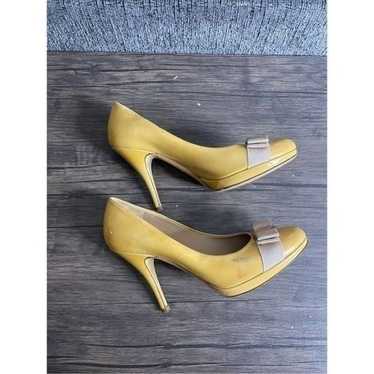 Salvatore Ferragamo Patent Leather Yellow Bow Pum… - image 1