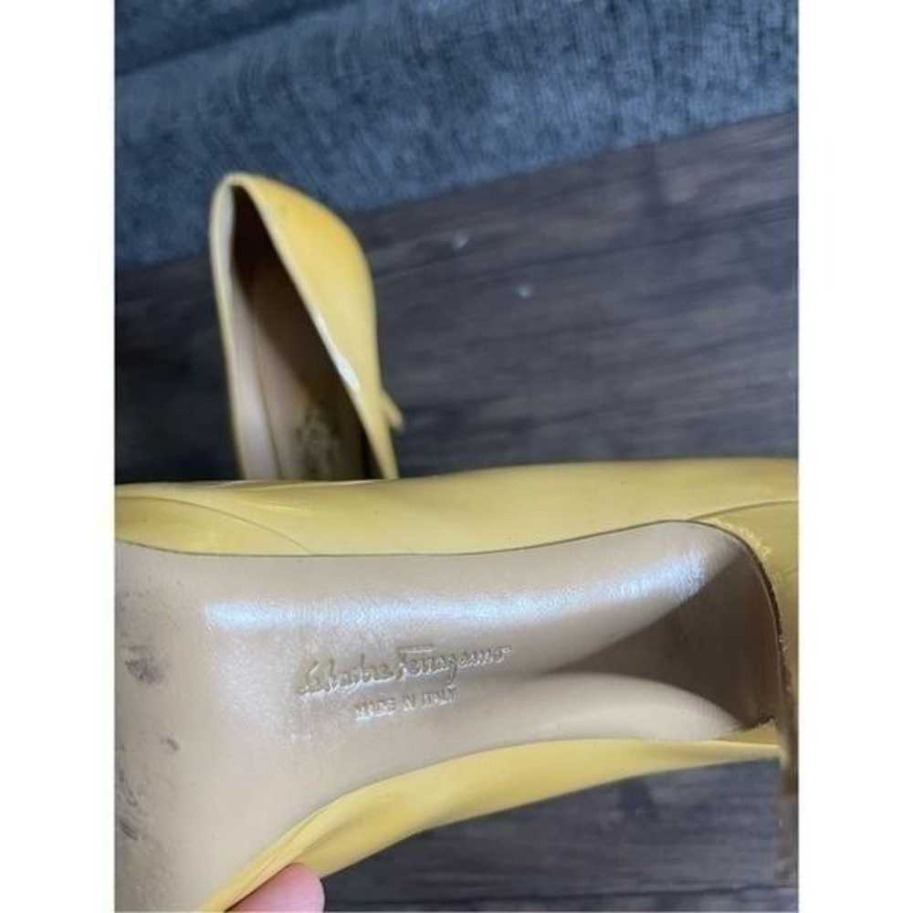 Salvatore Ferragamo Patent Leather Yellow Bow Pum… - image 8