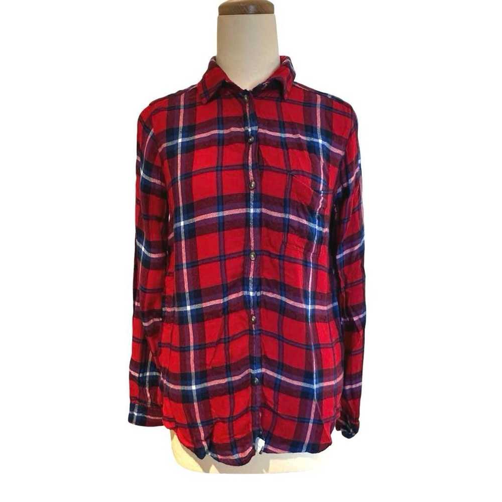 American Eagle Checkered Flannel Shirt Red XS Fal… - image 10