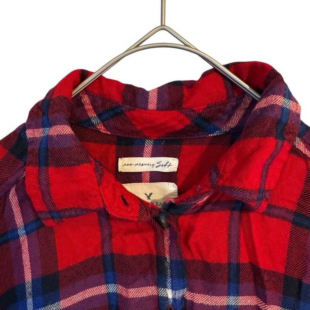 American Eagle Checkered Flannel Shirt Red XS Fal… - image 2