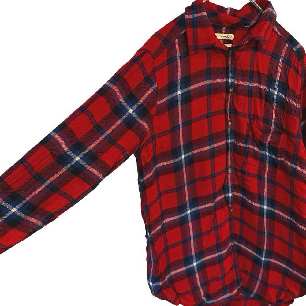 American Eagle Checkered Flannel Shirt Red XS Fal… - image 5