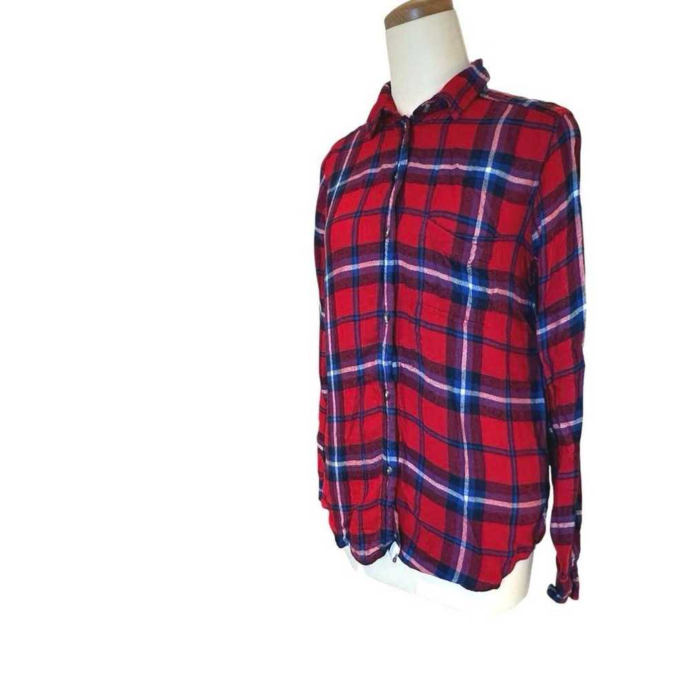 American Eagle Checkered Flannel Shirt Red XS Fal… - image 9