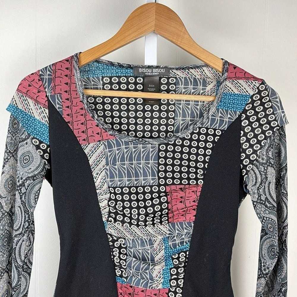 Bisou Bisou Vintage Y2K Mesh Stretch Printed Top … - image 3