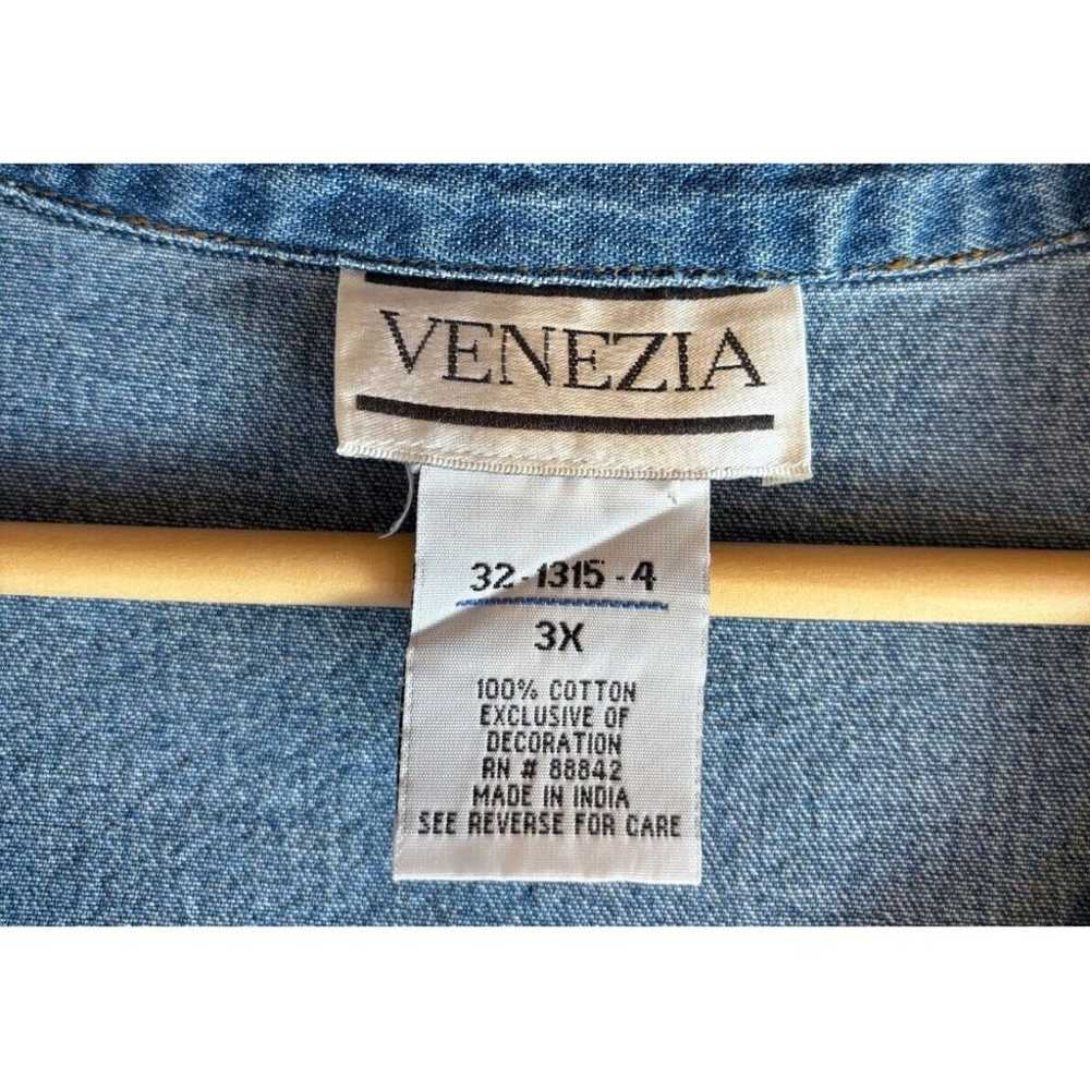 Vintage Venezia Blue Jean Denim Shirt Women 3X Fl… - image 5