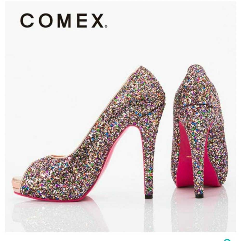 COMEX. Glittery sequined heeled sandals for night… - image 2