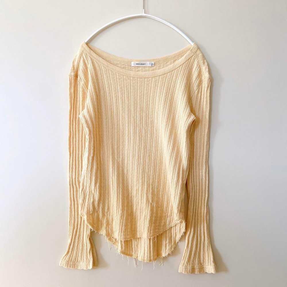 moussy Long Sleeve Cut and Sew Tee Rib Boat Neck … - image 1