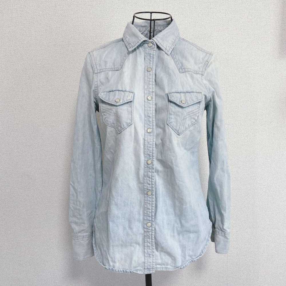 m1179 Gap 【S】 Denim Western Shirt 100% Cotton Lig… - image 10