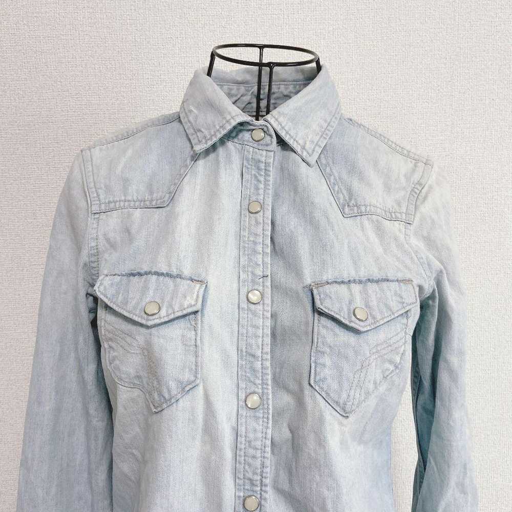 m1179 Gap 【S】 Denim Western Shirt 100% Cotton Lig… - image 3