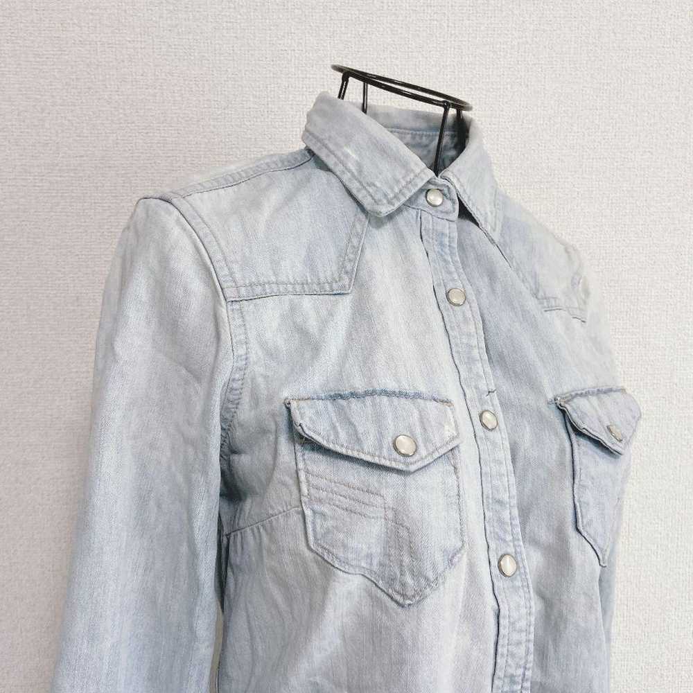 m1179 Gap 【S】 Denim Western Shirt 100% Cotton Lig… - image 8