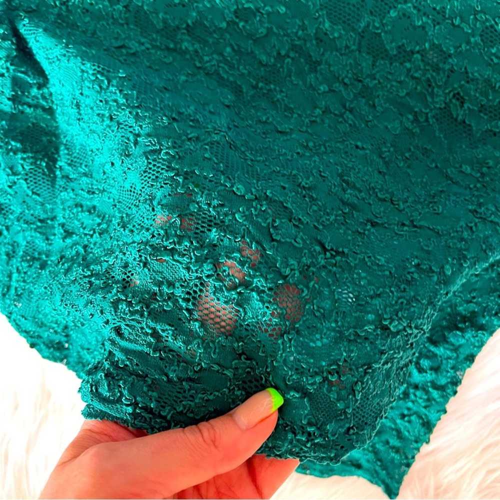 Vintage Featherbed Intimates Emerald Green Lace S… - image 2