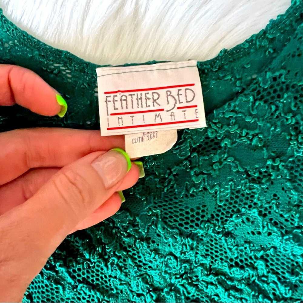 Vintage Featherbed Intimates Emerald Green Lace S… - image 4