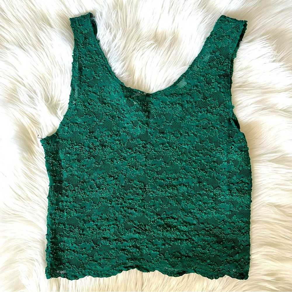 Vintage Featherbed Intimates Emerald Green Lace S… - image 5