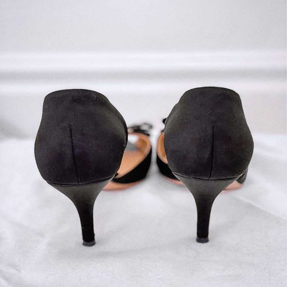 Ferragamo Black Satin Open-Toe Pumps 6.5 - image 10