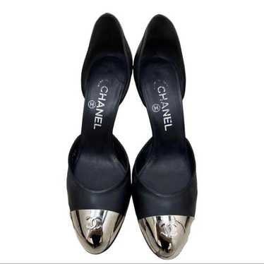 CHANEL Black Silver High Heels 38C