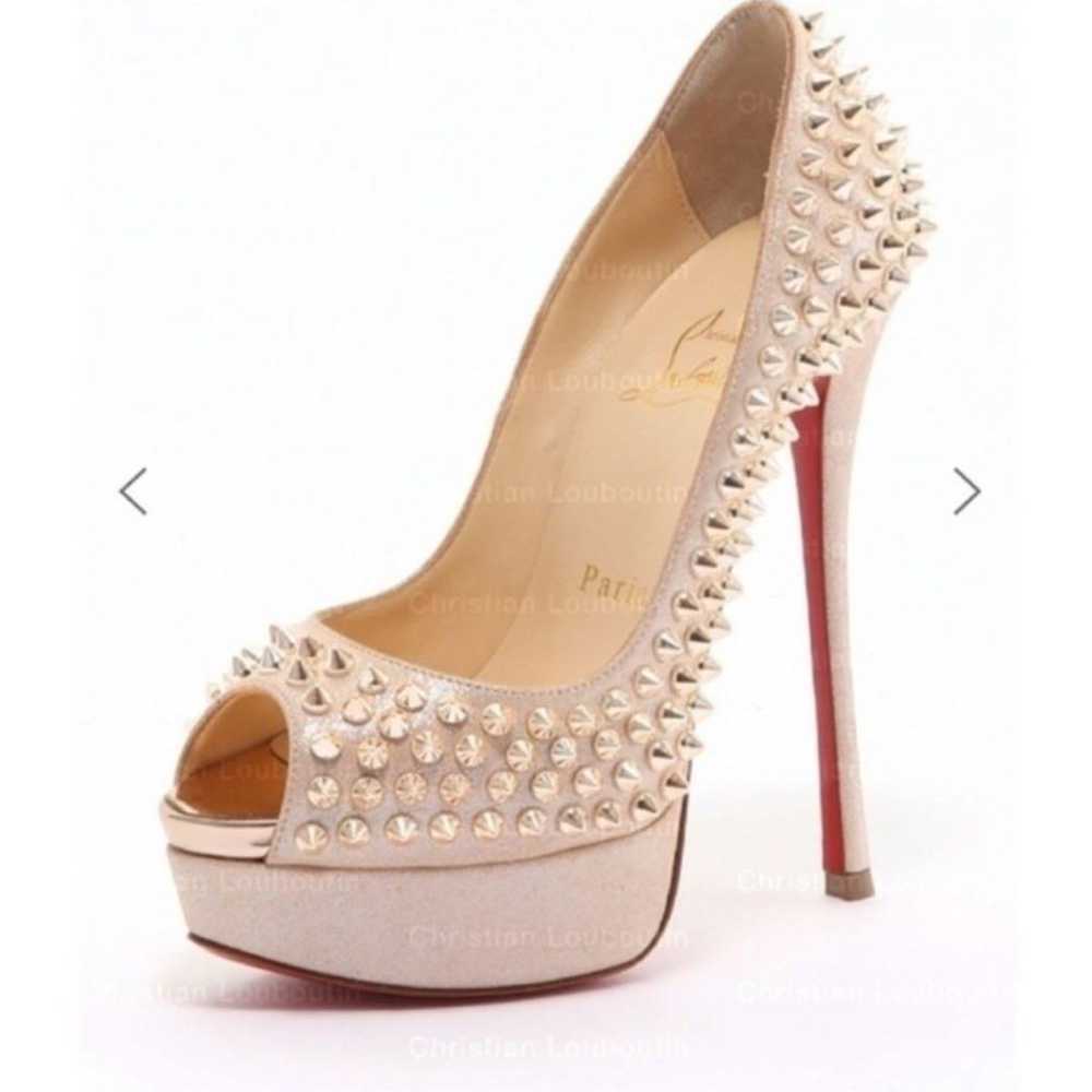 Christian Louboutin Beige Studded Open-Toe - image 4