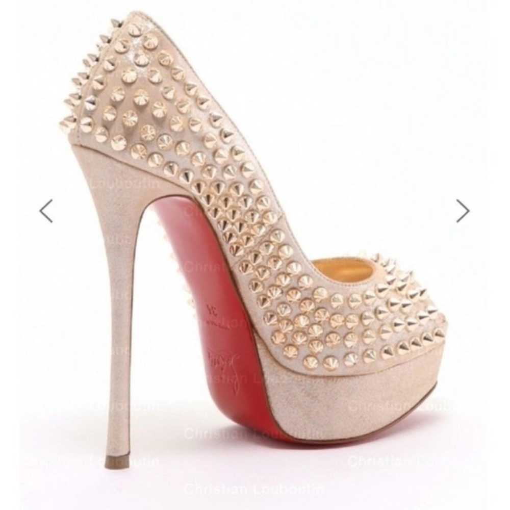 Christian Louboutin Beige Studded Open-Toe - image 5