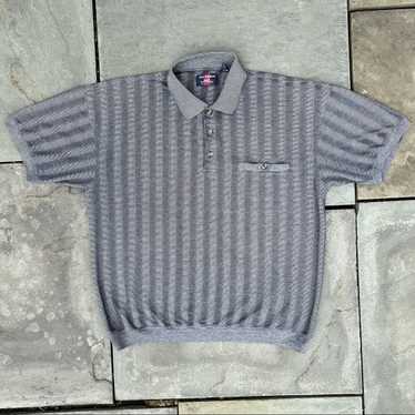 Other Vintage 90s Gradient Grey Stripe Polo - image 1