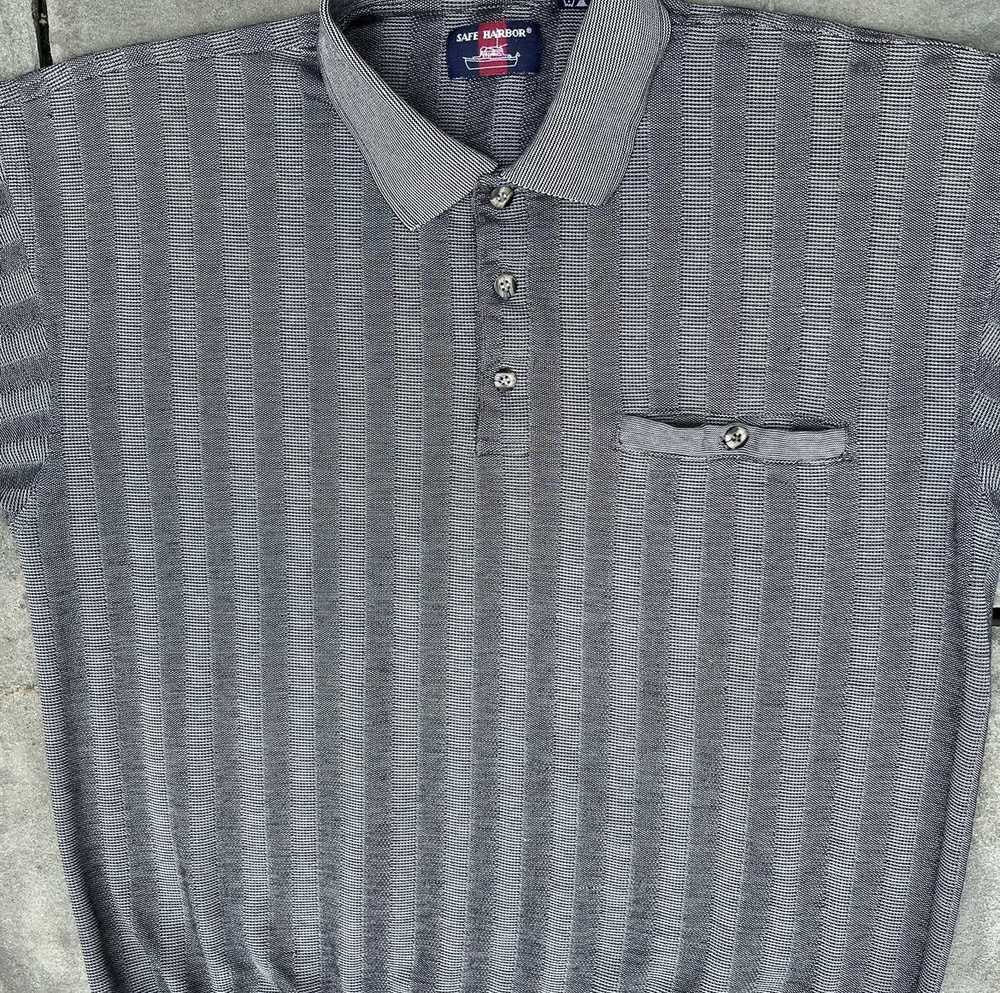 Other Vintage 90s Gradient Grey Stripe Polo - image 2