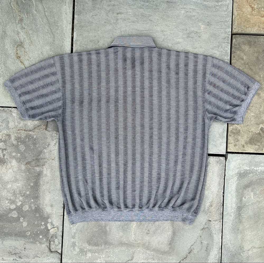 Other Vintage 90s Gradient Grey Stripe Polo - image 4