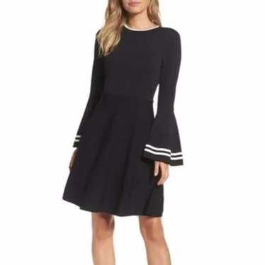 Eliza J Black Flare Bell Sleeve Contracting Party… - image 1