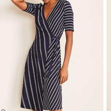 Ann Taylor Striped Wrap Style Dress Navy & white S