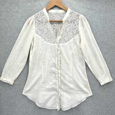 Free people Ivory Tunic Top Vintage Inspired Lace… - image 1