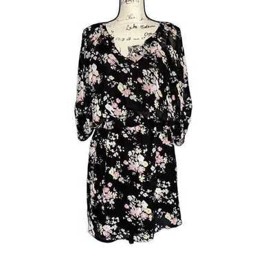 Express layered black floral dress medium