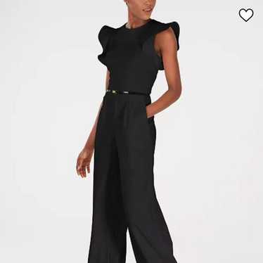 Calvin Klein Belted Ruffle-Sleeve Jumpsuit | Size 