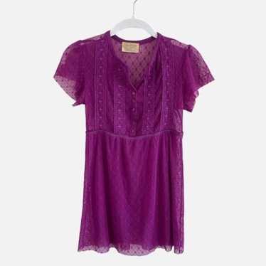 Vintage Free People Purple Lace Top XS