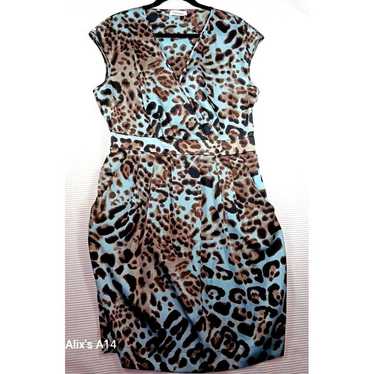 CALVIN KLEIN Dress Leopard Print Knit Dress Size 1