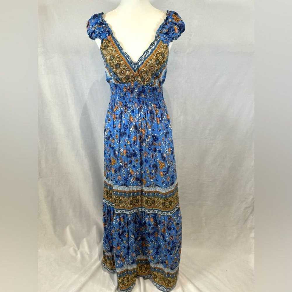 Gorgeous boho smocked maxi dress size medium - image 4