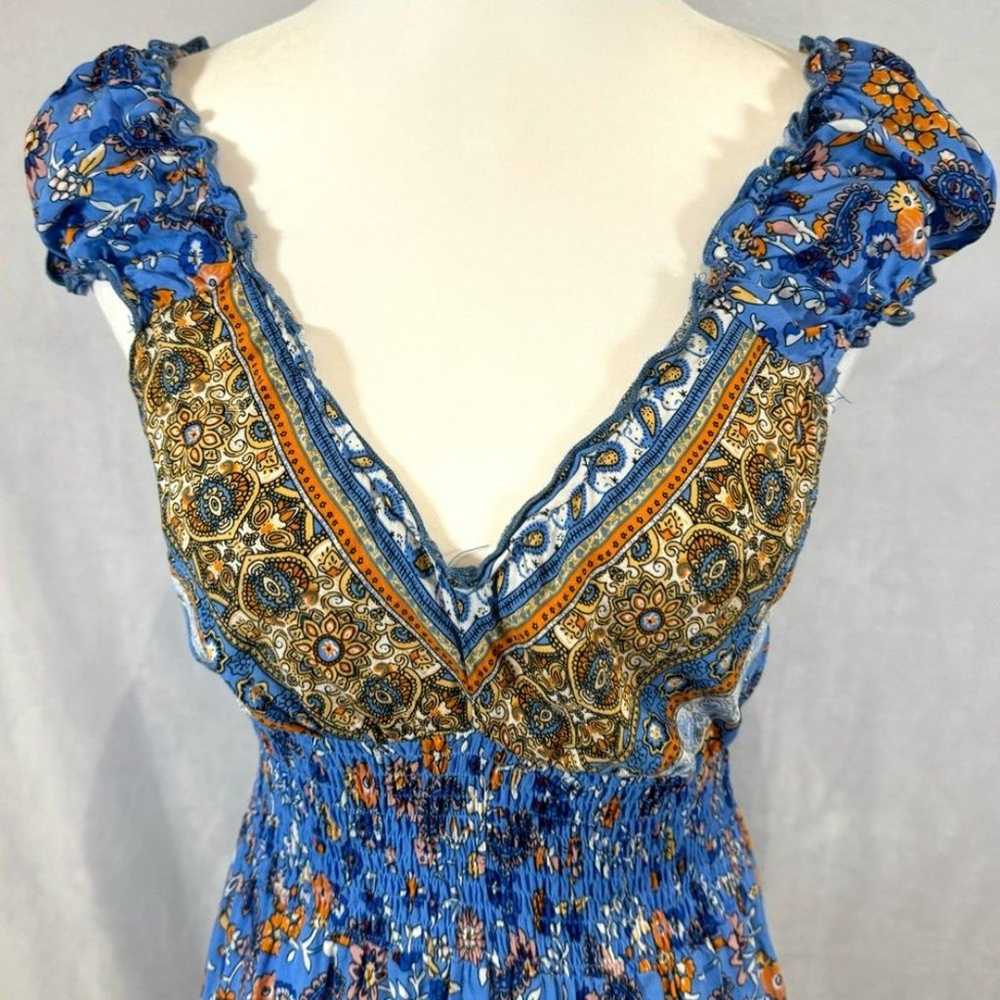 Gorgeous boho smocked maxi dress size medium - image 5