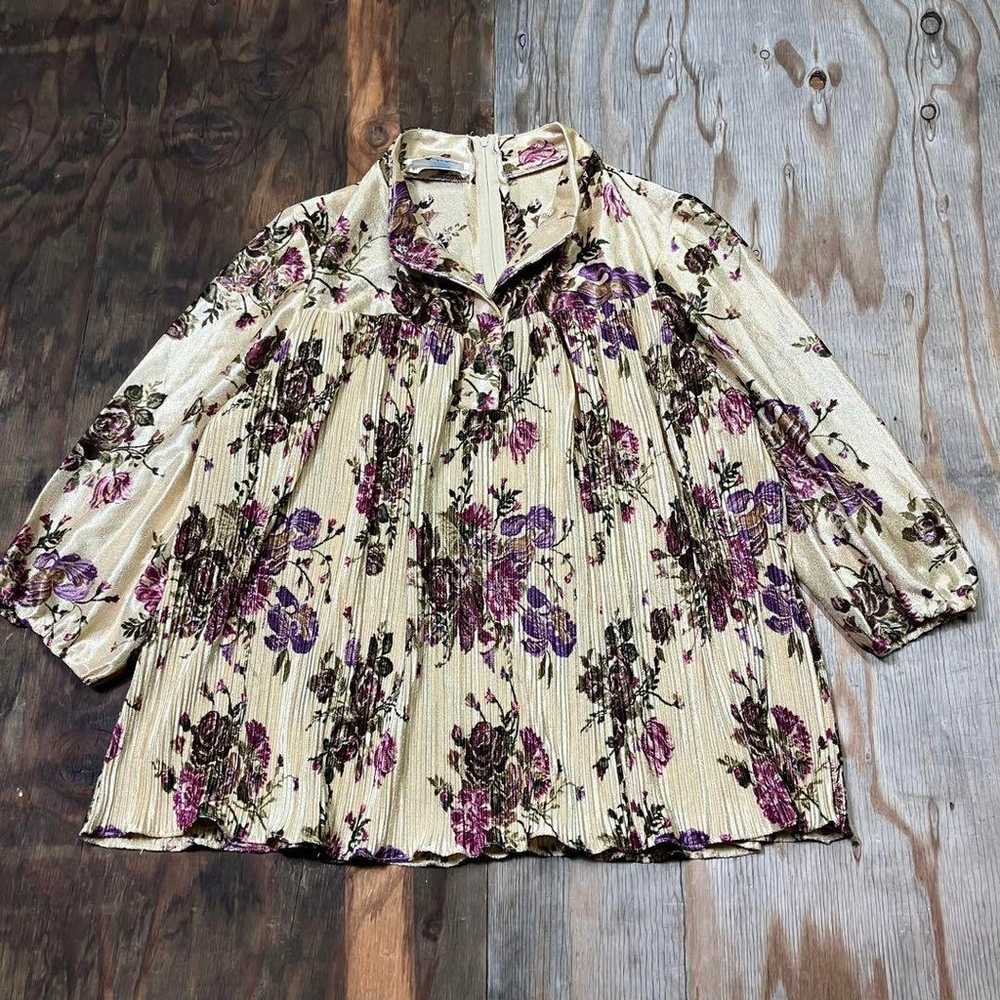 90s Floral Rose Pullover Blouse Tunic Vintage - image 5