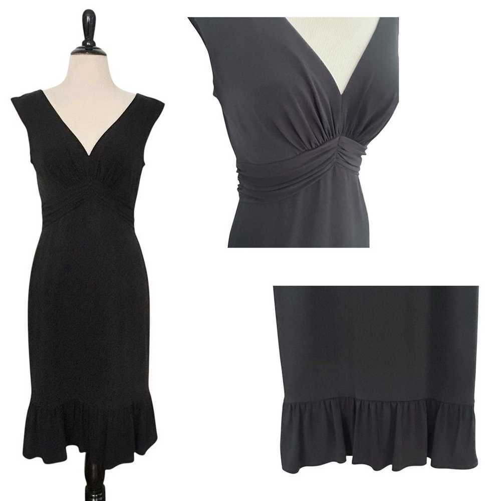 WHBM Black Knit Sleeveless DRESS 6 Ruffle Ruched … - image 1