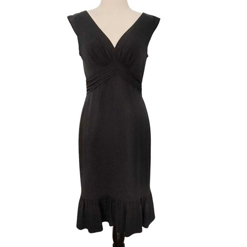 WHBM Black Knit Sleeveless DRESS 6 Ruffle Ruched … - image 2