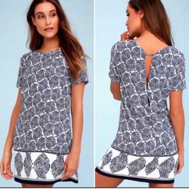 Lulus Taj Mahal Tour Blue Paisley Open Back Shift… - image 1