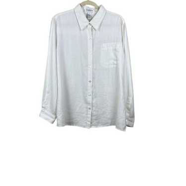 Chadwicks Shirt Blouse Linen Button Down White Siz