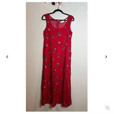 Y2K 1990's Vintage red floral maxi dress