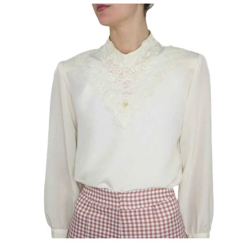 1960s Vintage Voir Cream Victorian Beaded Blouson… - image 2