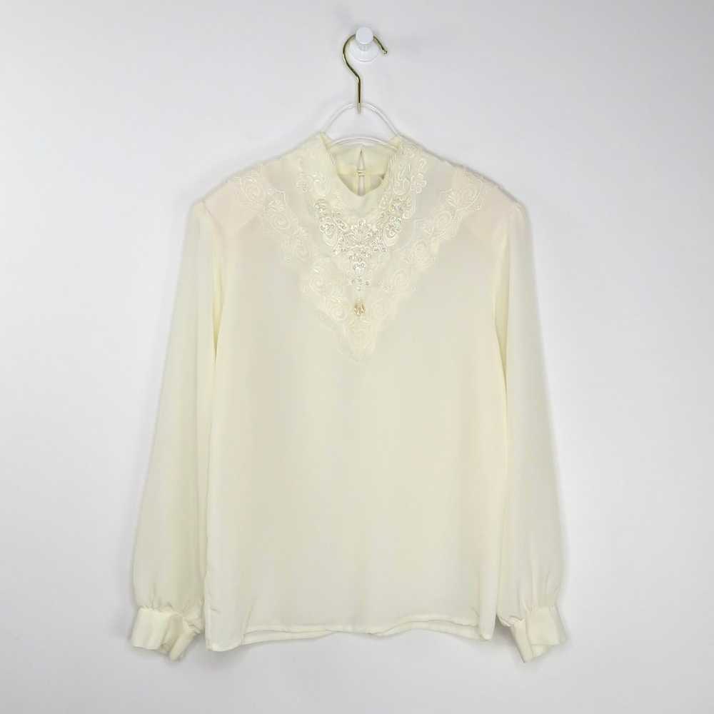 1960s Vintage Voir Cream Victorian Beaded Blouson… - image 3