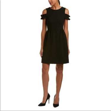 Tahari ASL black cold shoulder short sleeve A-lin… - image 1