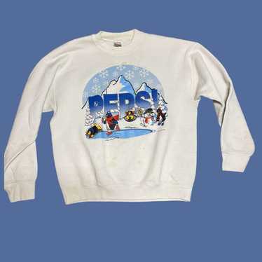 Vtg Pepsi penguins Christmas Holiday Skiing 80s Sw