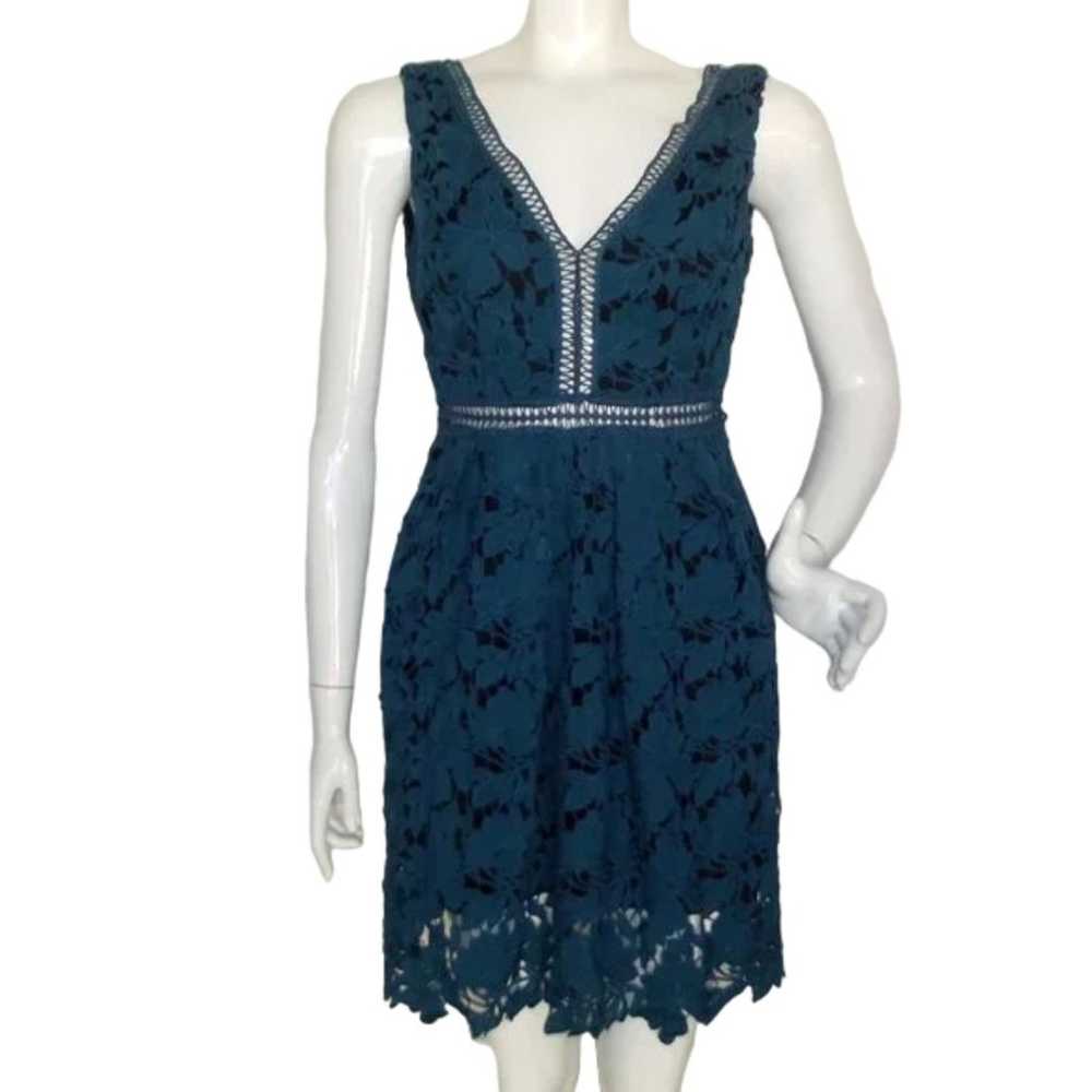 ROMEO & JULIET Dress, M, Teal Floral Eyelet Lace,… - image 1